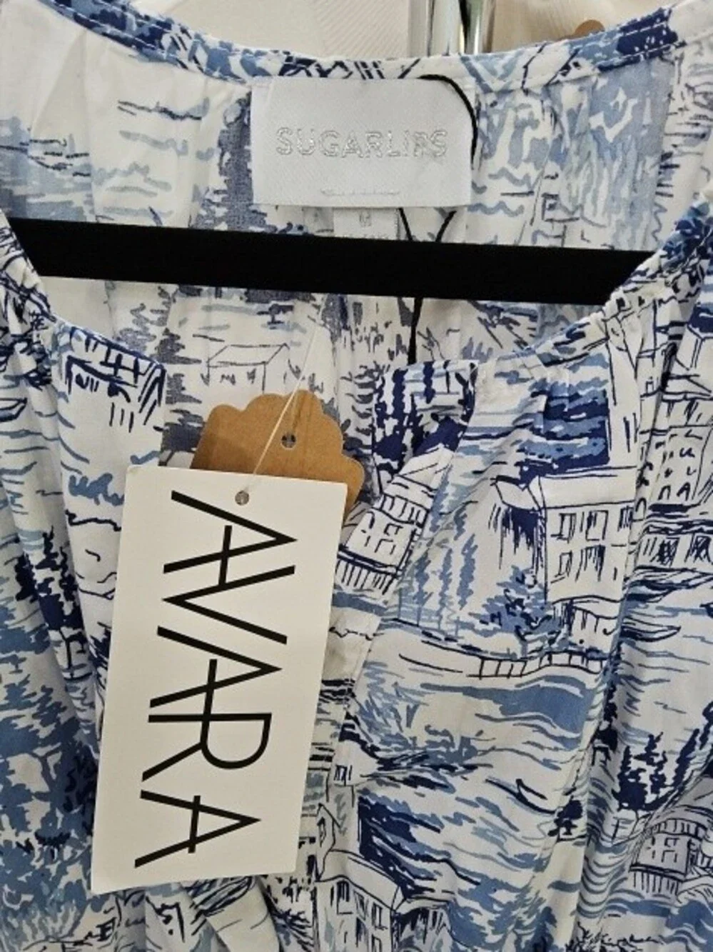 Sugarlips Blue & White Maxi Dress with V-Neck - Picture 2 of 2